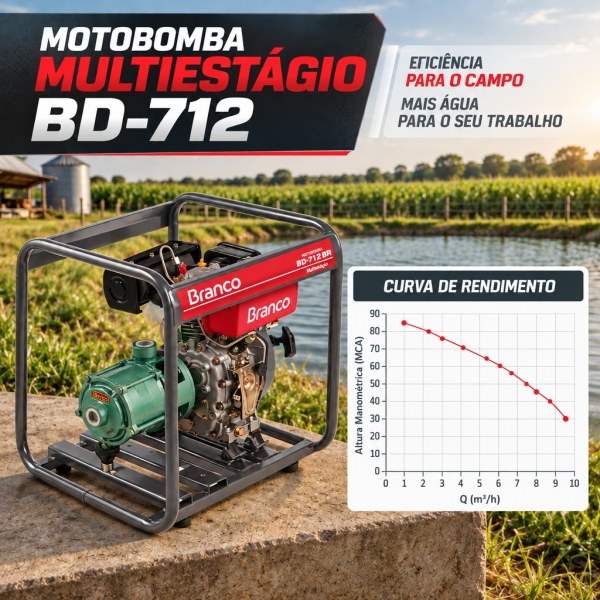 Motobomba Diesel Alta Pressao 85mca 1 Pol Bd-712 5cv