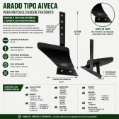 Arado Tipo Aiveca para Motocultivador Tratorito