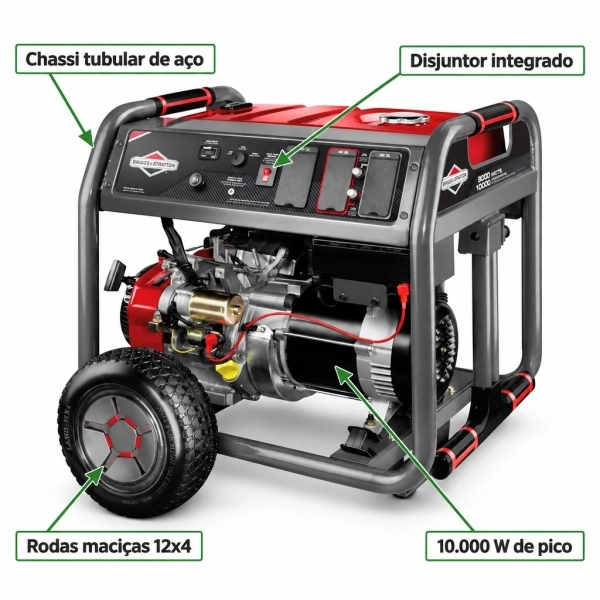 Gerador Gasolina Partida Elétrica 8000W Briggs Stratton