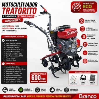 Motocultivador Tratorito a Gasolina BTTG-6.5-600 Jardineiro