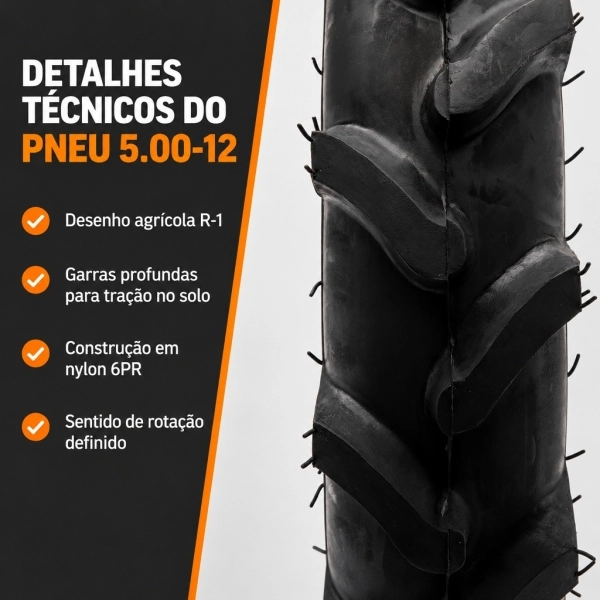 Kit Pneu 5.00-12 com Câmara de Ar BTTD10 Branco Motores