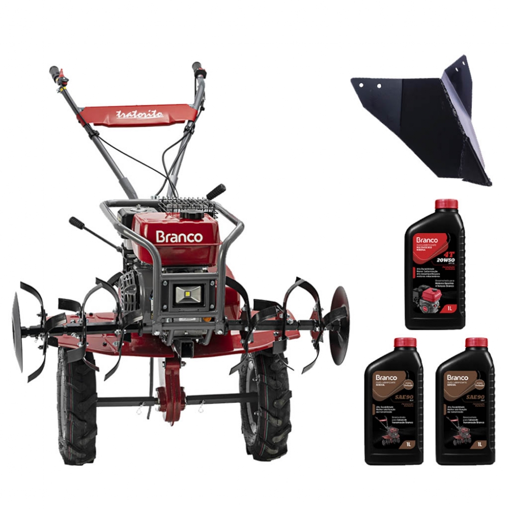 Motocultivador Branco 7,5 cv Sulcador + kit lubrificante