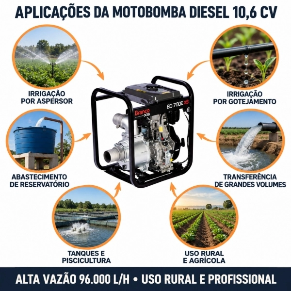 Motobomba Branco BD 700 XS Diesel 10,6CV Autoescorvante